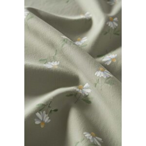 Yeşil Papatya Çift Kişilik Naturel İpeksi Nevresim Takımı