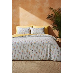 Begonvil Çift Kişilik Naturel İpeksi Nevresim Takımı