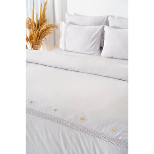 Grace Taş Güpürlü Çift Kişilik %100 Pamuklu Nevresim Seti - 6 Parça Çeyiz Seti