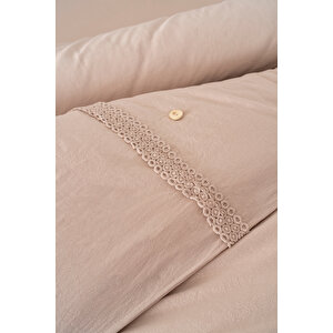 Grace Cappuccino Güpürlü Çift Kişilik %100 Pamuklu Nevresim Seti - 6 Parça Çeyiz Seti