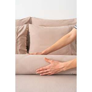 Grace Cappuccino Güpürlü Çift Kişilik %100 Pamuklu Nevresim Seti - 6 Parça Çeyiz Seti