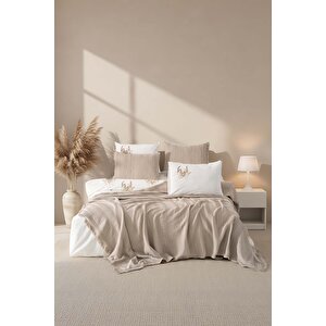 Arya Vizon Nakışlı Çift Kişilik Nevresimli Pike Seti - 7 Parça Çeyiz Seti