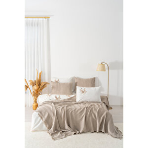 Arya Vizon Nakışlı Çift Kişilik Nevresimli Pike Seti - 7 Parça Çeyiz Seti