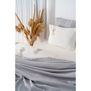 Amara Taş Nakışlı Çift Kişilik %100 Pamuklu Nevresimli Pike Seti - 7 Parça Çeyiz Seti