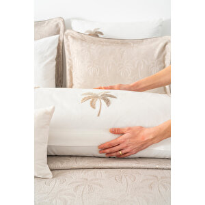 Palmiye Vizon Nakışlı Çift Kişilik Nevresimli Pike Seti - 8 Parça Çeyiz Seti