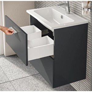 Mia 60 Cm Antrasit Çekmeceli Alt Banyo Dolabı + Lavabo