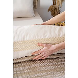 Alina Cappuccino Nakışlı Çift Kişilik Yatak Örtüsü Seti - 4 Parça Çeyiz Seti