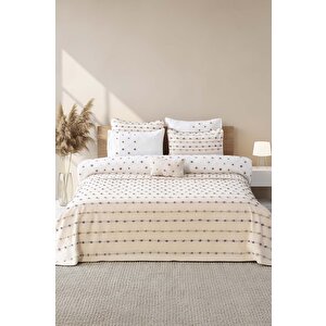 Harmony Krem Çift Kişilik Yatak Örtüsü Seti - 4 Parça Çeyiz Seti