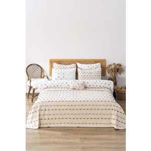 Harmony Krem Çift Kişilik Yatak Örtüsü Seti - 4 Parça Çeyiz Seti