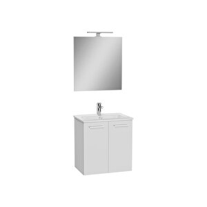 Ardea 69563 Banyo Dolabı Seti, Kapaklı, 60 Cm, Parlak Beyaz
