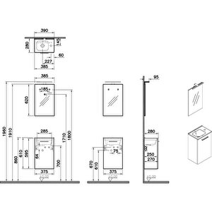 Mia 69581 Banyo Dolabı Seti, Cordoba, 40 Cm