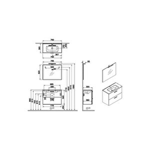 Mia 80 Cm Cordoba Çekmeceli Banyo Dolabı Takımı 75101