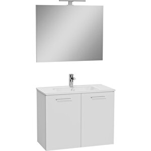Ardea 67113 Banyo Dolabı Seti Kapaklı, 80 Cm, Parlak Beyaz