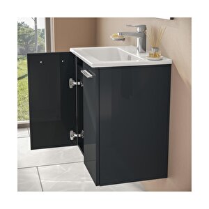 Ardea 69561 Banyo Dolabı Seti, Kapaklı, 60 Cm, Parlak Antrasit