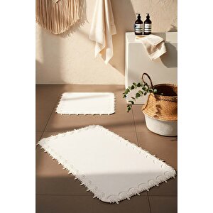 Bella Ekru 2'li Yıkanabilir Banyo & Klozet Paspas Takımı