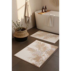 Felix Ekru 2'li Yıkanabilir Banyo & Klozet Paspas Takımı