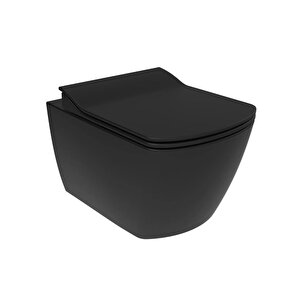 Eg321 Elegant Rim-off Kanalsız Duroplast Yavaş Kapanan Klozet Kapaklı Kömür Karası Mat Siyah Set