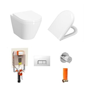 Vitra İntegra Kanalsız Asma Klozet (yanları Kapalı) + Vitra Yavaş Kapak + Vitra Gömme Rezervuar Set