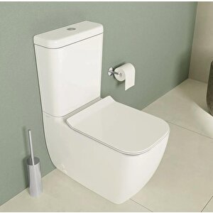 S25 Square Duvara Sifir Kanalsiz Klozet+rezervuar+i̇ç Takim+klozet Kapaği Set