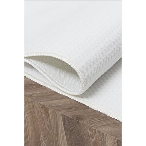 Vl Yıkanabilir Kaymaz Tabanlı Nova Kesme Rulo Halı Yolluk Beyaz Nv1002a