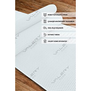 Vl Yıkanabilir Kaymaz Tabanlı Nova Kesme Rulo Halı Yolluk Beyaz Nv1002a 80x600 cm
