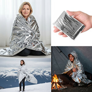 Soğuk Ve Sicak Tutan Çi̇ft Tarafli Gümüş Aci̇l Durum Battani̇yesi̇ (130x210 Cm)