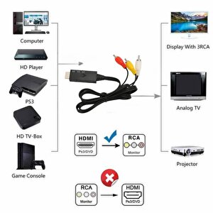 4875 Hdmi To Rca Av 4k30hz Çevirici Dönüştürücü Adaptör