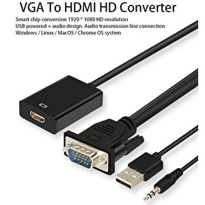 4310 Vga To Hdmi Çevirici Dönüştürücü Adaptör Kablosu