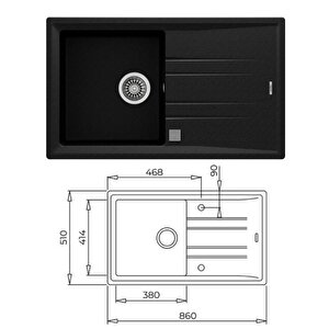 Stone 50 B-tg Siyah Granit Eviye + Teka In 995 Fn Siyah Kuğu Mutfak Bataryası Seti