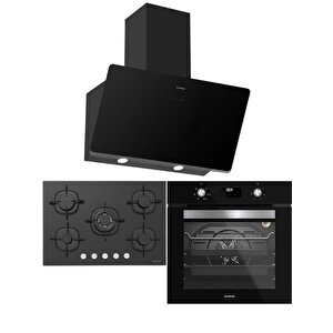 Siyah Ankastre Set (cs5801e7b01 Ocak/s2-bo6502b02 Fırın/3457 Soho Davlumbaz)