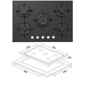Siyah Ankastre Set (cs5801e7b01 Ocak/s2-bo6502b02 Fırın/3457 Soho Davlumbaz)