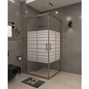 100 X 100 Kumlama  Cam Desen 08  Kare Köşe Girişli Kabin İnox Profil 6mm 100x100 cm