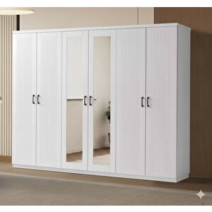 Lilyum Tamamı Mdf 6 Kapaklı Gardırop Dolap - Kurulum Dahil