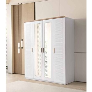 Petunya Tamamı Mdf 4 Kapaklı Gardırop Dolap - Kurulum Dahil