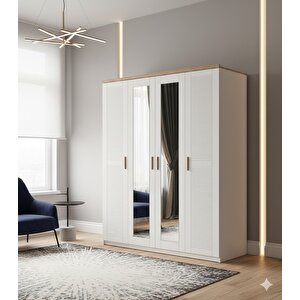 Petunya Tamamı Mdf 4 Kapaklı Gardırop Dolap - Kurulum Dahil