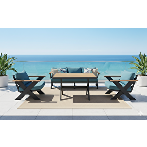 Selina Alüminyum Oturma Grubu Bahçe Balkon Koltuk Takımı 3+1+1+masa