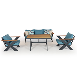 Selina Alüminyum Oturma Grubu Bahçe Balkon Koltuk Takımı 3+1+1+masa