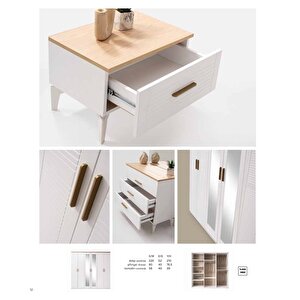 Mimoza Tamamı Mdf 6 Kapaklı Gardırop Ve Yatak Odası Takımı - Kurulum Dahil