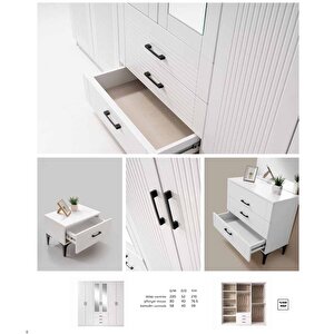 Gardenya  Tamamı Mdf 6 Kapaklı Gardırop Ve Yatak Odası Takımı - Kurulum Dahil