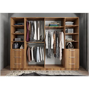 Trend Camlı 6 Kapaklı Gardırop Ceviz G.a.c.t_5_250cm 250 cm