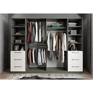 Yıldız Altı Kapaklı Gardırop Antrasit&beyaz G.a.y_9_270 270 cm