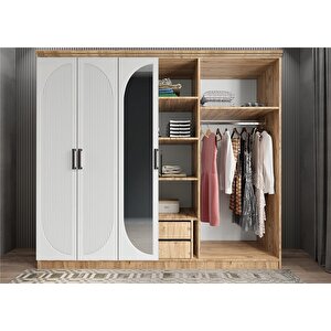 Membran Harika Altı Kapaklı Gardırop Çam&beyaz G.a.m.h_3_240cm 240 cm