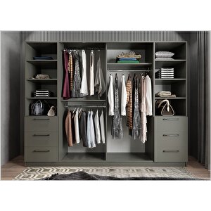 Trend Camlı 6 Kapaklı Gardırop Antrasit G.a.c.t_2_250cm 250 cm