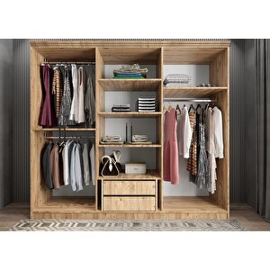 Membran Harika Altı Kapaklı Gardırop Çam&beyaz G.a.m.h_3_210cm 210 cm