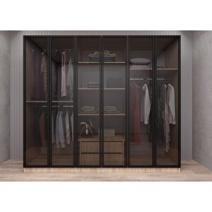 Life Camlı 6 Kapaklı Gardırop Meşe G.a.c.l_5_270cm 270 cm