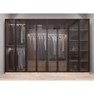 Trend Camlı Sekiz  Kapaklı Gardırop Meşe G.s.c.t_4_320cm 320 cm
