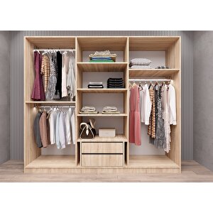 Life Camlı 6 Kapaklı Gardırop Meşe G.a.c.l_5_210cm 210 cm