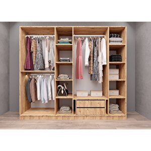 Süper Camlı 6 Kapaklı Gardırop Çam G.a.c.s_3_270cm 270 cm