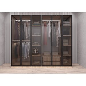 Süper Camlı 6 Kapaklı Gardırop Meşe G.a.c.s_5_270cm 270 cm