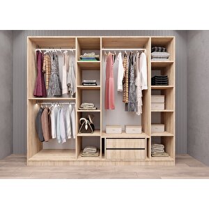 Süper Camlı 6 Kapaklı Gardırop Meşe G.a.c.s_5_270cm 270 cm